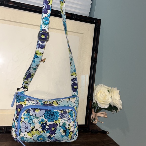 Vera Bradley Bundle Blueberry Blossom Crossbody, Wristlet , ID Key Chain Bags - Picture 9 of 16